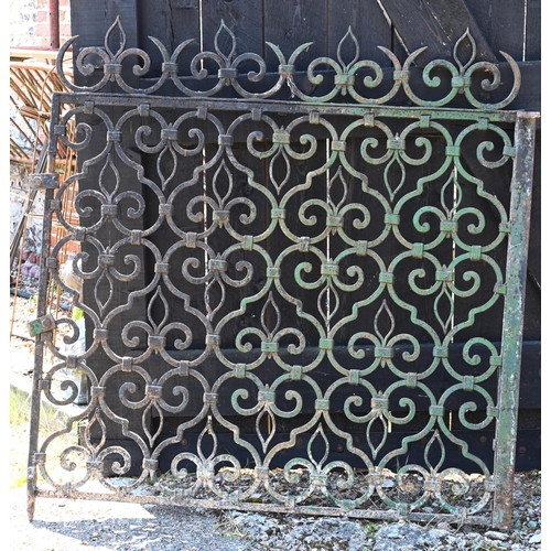 956 - A pair of antique wrought iron and strapwork country house garden gates, previously at Crawley Court... 