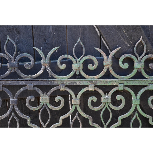 956 - A pair of antique wrought iron and strapwork country house garden gates, previously at Crawley Court... 