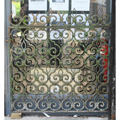 956 - A pair of antique wrought iron and strapwork country house garden gates, previously at Crawley Court... 