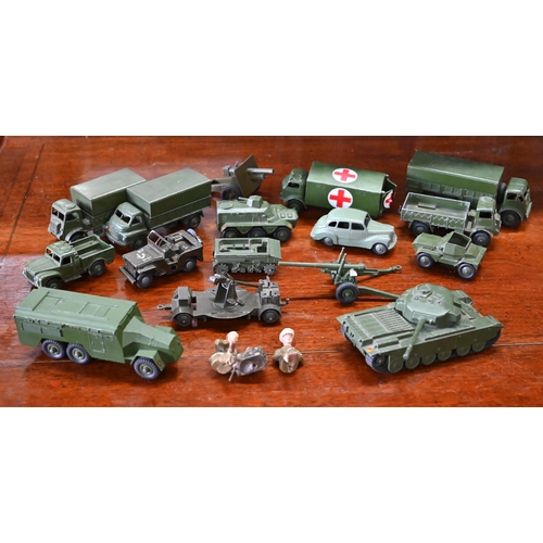 1180 - Fourteen various unboxed Dinky military models and others in Triang Minic (box)