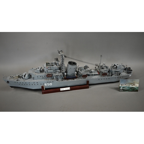 1185 - A large and well-detailed scratch-built painted wooden model of World War II destroyer HMS Venus, wi... 