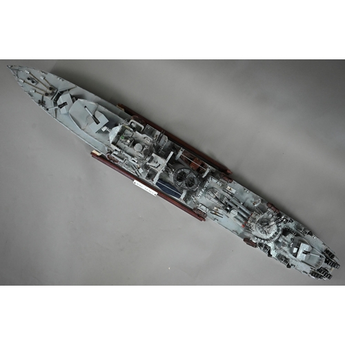 1185 - A large and well-detailed scratch-built painted wooden model of World War II destroyer HMS Venus, wi... 