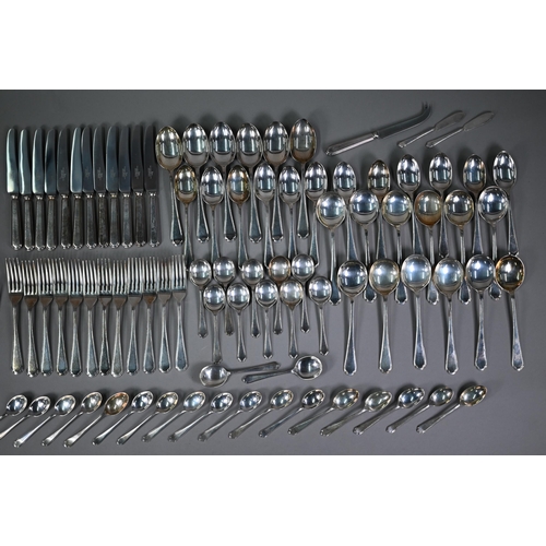 126 - A matched set of Victorian silver fiddle & thread flatware, comprising twelve each table forks a... 