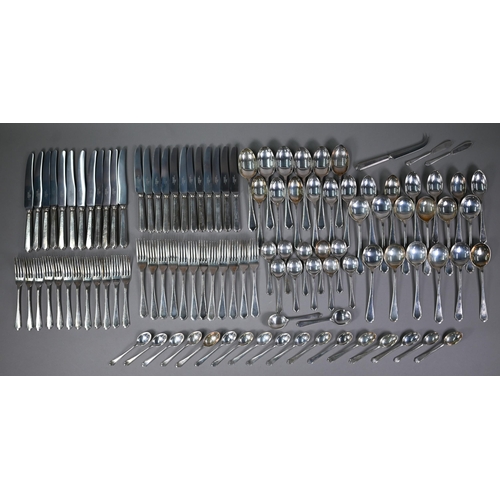 126 - A matched set of Victorian silver fiddle & thread flatware, comprising twelve each table forks a... 