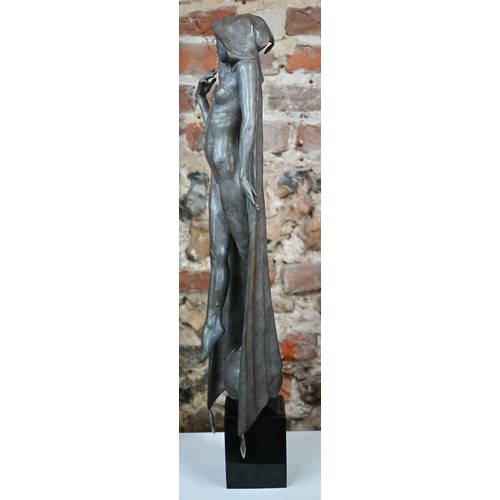 1201 - Michael James Talbot (b.1959) 'Corsair', a silver-grey patinated bronze sculpture of a naked cloaked... 