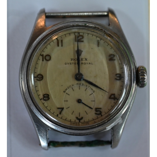 405 - A vintage Rolex Oyster Royal wristwatch, the dial with subsidiary seconds, within a 31 mm dia. steel... 