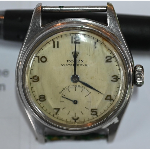 405 - A vintage Rolex Oyster Royal wristwatch, the dial with subsidiary seconds, within a 31 mm dia. steel... 