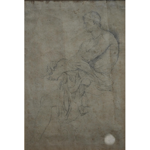 263 - A pencil study of a seated male in the Old Master manner, 21 x 14.5 cm