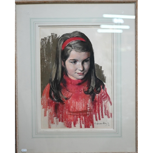 264 - William Dring RA (1904-1990) - Portrait of a young girl 'Caroline', chalk pastel, signed and dated '... 