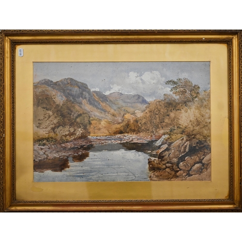 315 - David Cox Jr ARWS attrib - Two watercolours - 'Dolwyddelan' and 'Snowdon', 35 x 52 cm (2)