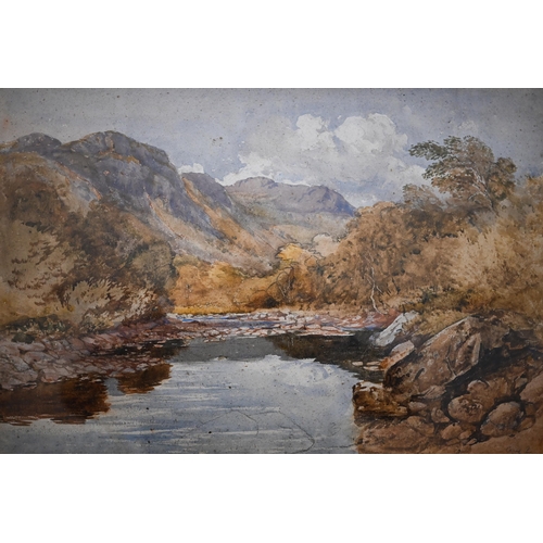 315 - David Cox Jr ARWS attrib - Two watercolours - 'Dolwyddelan' and 'Snowdon', 35 x 52 cm (2)