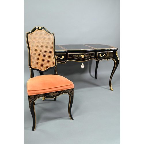 535 - A good reproduction gilt mounted ebonised bureau plat in the Louis XVII style to/w a similar cane se... 