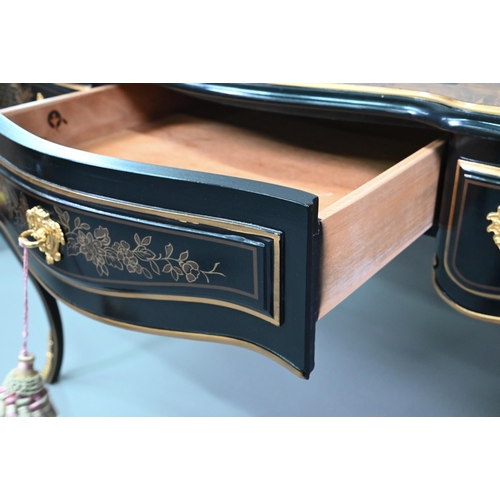 535 - A good reproduction gilt mounted ebonised bureau plat in the Louis XVII style to/w a similar cane se... 