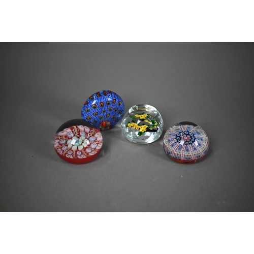 170 - Various paperweights including three Caithness weights and a Selkirk weight, floral specimens etc (b... 