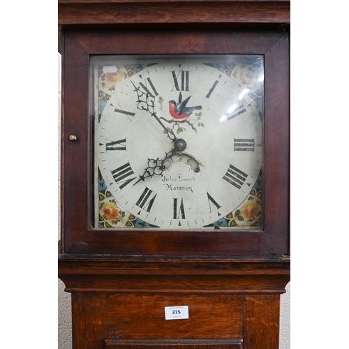 387 - An early 19th century 'John Leech, Romsey' oak thirty hour longcase clock, painted dial with date ap... 