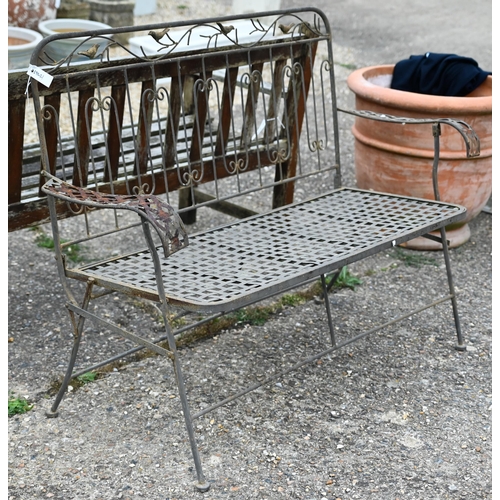 11 - A weathered steel garden bench a/f