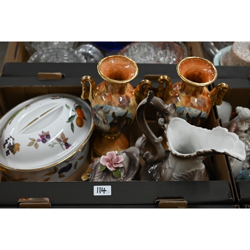 114 - # Two boxes of decorative ceramics etc