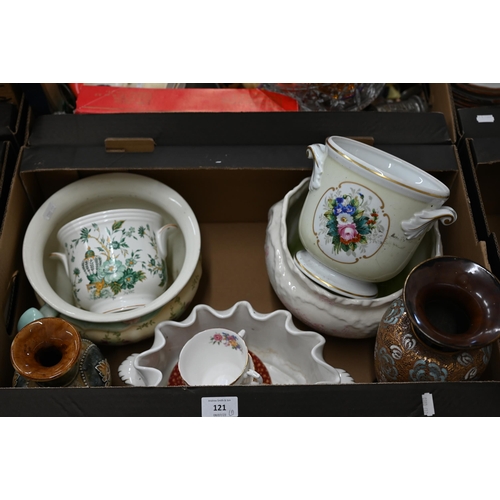 121 - Two boxes of decorative ceramics