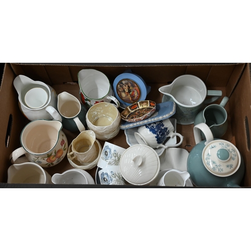 126 - # Various antique and later decorative china including Belleek sugar bowls and other tea wares, four... 