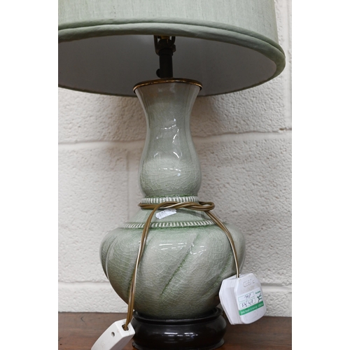 137 - Thai celadon table lamp, monochrome lamp and Chinese blue and white lamp (3)