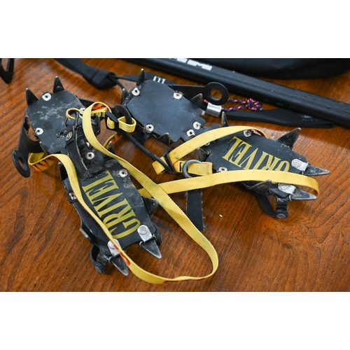 217 - A Raptor DMM mountaineer's ice-axe and a pair of Grivel crampons