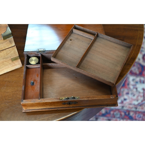 234 - A 19th century parquetry-inlaid stationery box, the fitted interior with lift-out tray, 26 cm wide, ... 