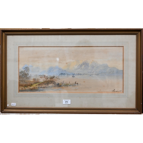 271 - Edwin Earp - Scottish loch view, watercolour, signed, 22.5 x 51 cm