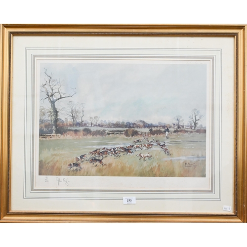 273 - After John King - 'The Cheshire Beagles', ltd ed print, numbered 95/281, pencil signed, 39 x 53 cm