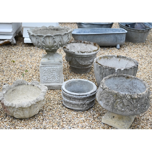 30 - An assortment of cast stonecrete garden urns/tubs (6)
