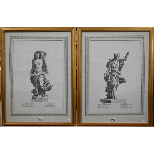 301 - A set of four modern engravings depicting classical statues of Roman goddesses, 50 x 35 cm (4)