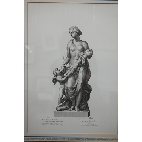 301 - A set of four modern engravings depicting classical statues of Roman goddesses, 50 x 35 cm (4)