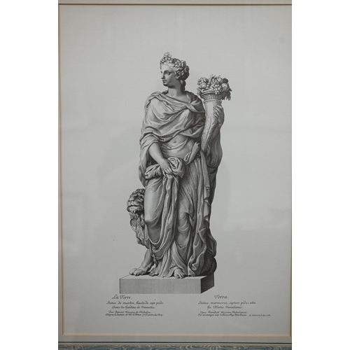 301 - A set of four modern engravings depicting classical statues of Roman goddesses, 50 x 35 cm (4)