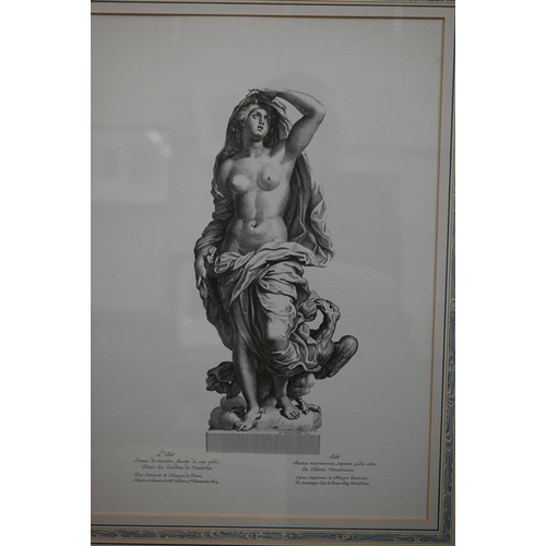 301 - A set of four modern engravings depicting classical statues of Roman goddesses, 50 x 35 cm (4)