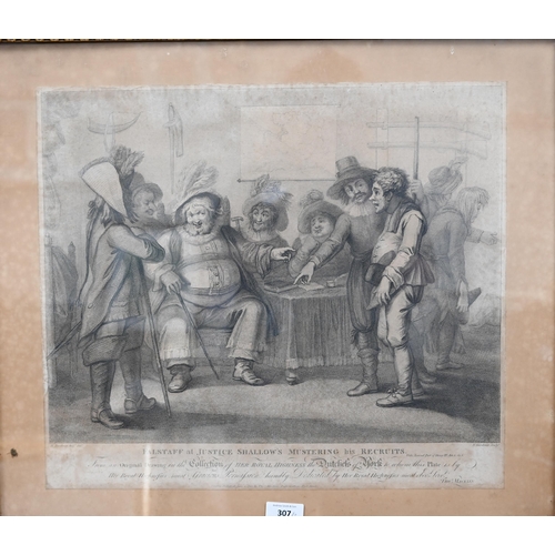 307 - Two 19th century engravings - Falstaff and Sir Thomas Belch after Bunbury, 40 x 46 cm (2)