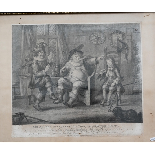 307 - Two 19th century engravings - Falstaff and Sir Thomas Belch after Bunbury, 40 x 46 cm (2)