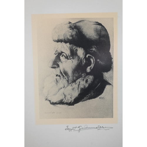 309 - After Eggert Gudmundsson - A set of four lithographic portrait studies, 36 x 27 cm (4)