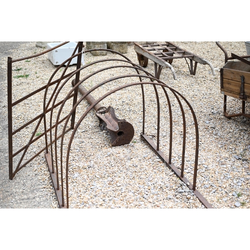 34 - An antique cast and wrought iron three-piece 'kissing gate', as removed, stored and found