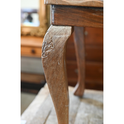 347 - # An Indian influenced hardwood coffee table, rectangular top carved with foliate decoration, 92 cm ... 