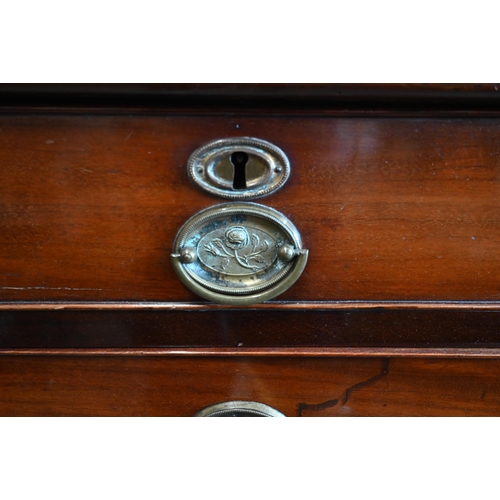 363 - A 19th century mahogany chest of two short over four long drawers with rose-cast brass handles, stan... 