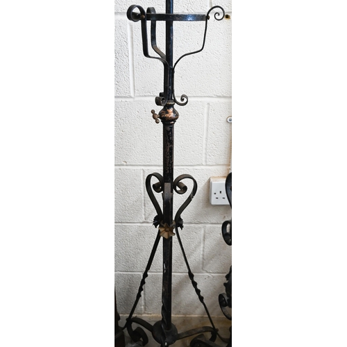 388 - Three Victorian wrought iron standard lamps (incomplete, a/f)