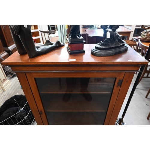 389 - A 19th century mahogany pier cabinet with glazed door enclosing three shelves, 84 cm wide x 30 cm de... 