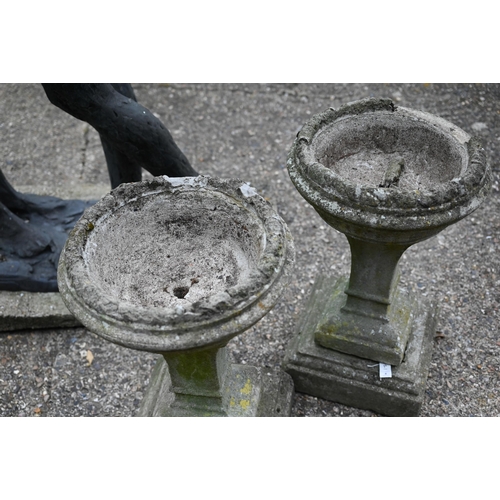 4 - A pair of weathered cast stone planters a/f