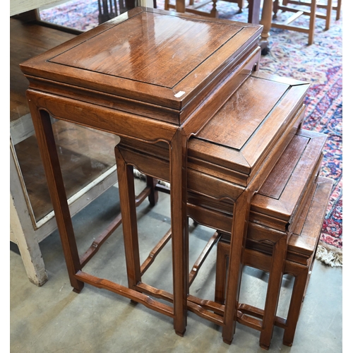 426 - Chinese hardwood quartetto nest of tables,  the largest 45 x 35 x 70 cm high