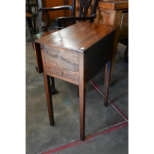 435 - A 19th century rosewood side table with secret compartment enclosed by the simulated drop leaf panel... 