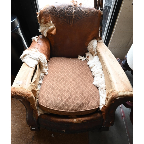 437 - # A 1930s Art Deco leather armchair for restoration, by repute Ercol