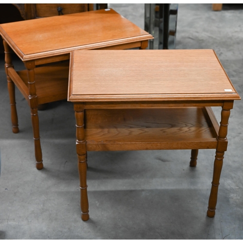 593 - A pair of contemporary oak two-tier lamp tables (2)