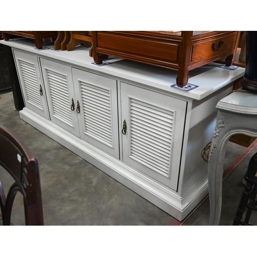 597 - A contemporary white finished colonial style sideboard by Younger, 200 cm long x 52 cm x 78 cm high