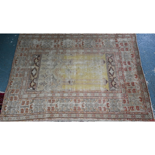 601 - An antique Anatolian prayer rug, worn, 158 x 115 cm