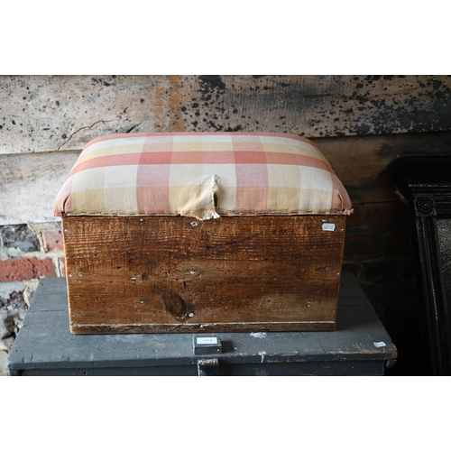 60A - # A 1920's travel trunk to/with a pine fabric topped box and a pained trunk (3)