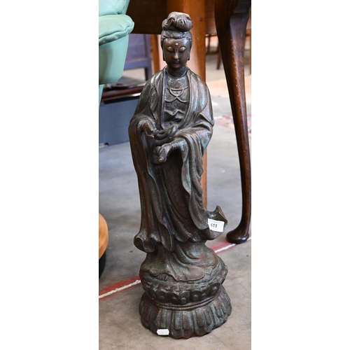 611 - A large verdigris patinated figure of Buddha, 58 cm high